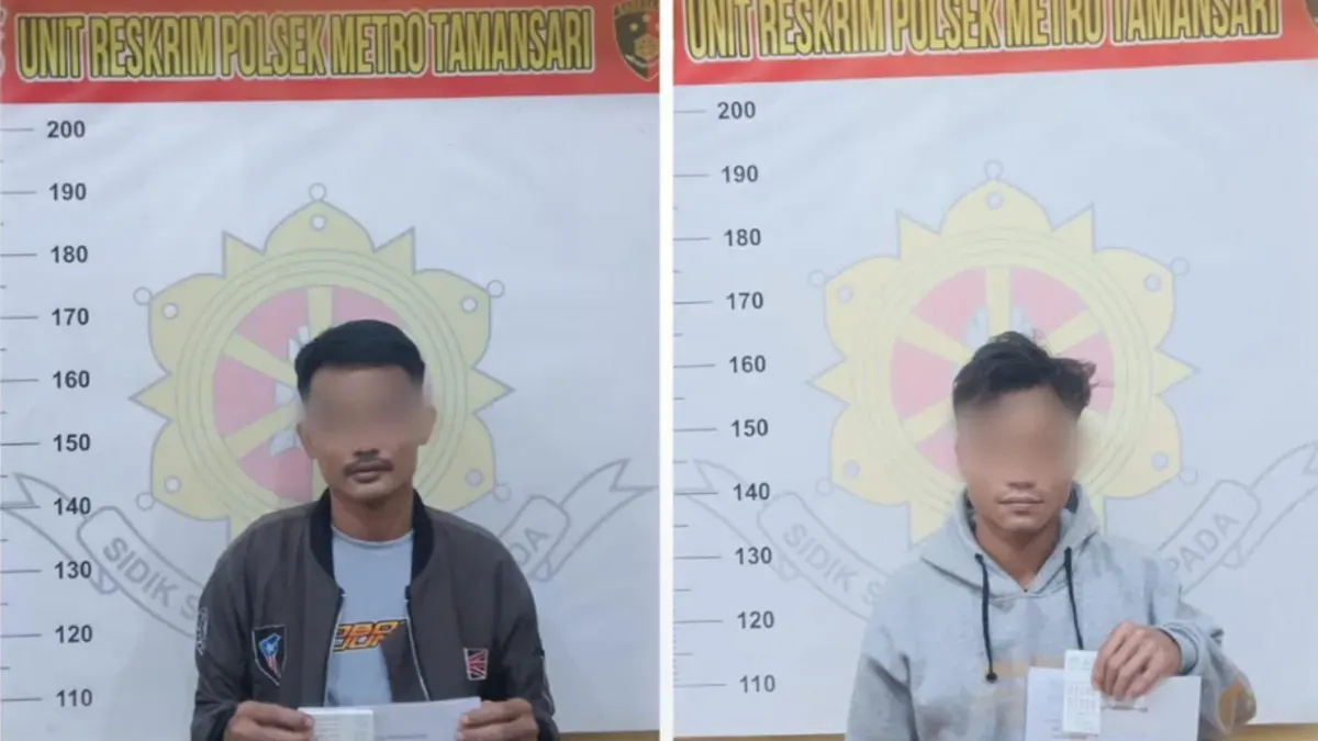 Polsek Tamansari menangkap dua pria saat menggelar razia untuk mengantisipasi kejahatan dan penyalahgunaan narkoba di wilayah Tamansari, Jakarta Barat. (Sumber: Polsek Tamansari)