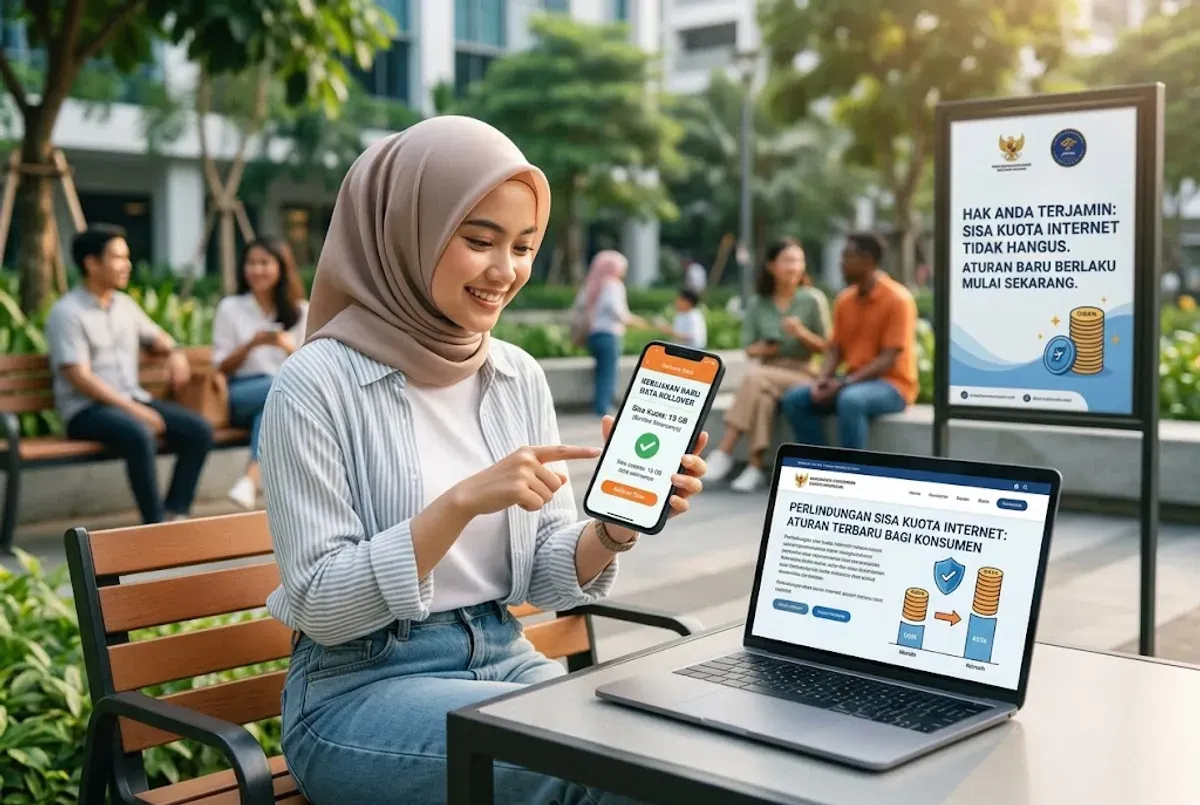 Ilustrasi kuota internet yang menjadi hak pelanggan dan mendapat perlindungan melalui aturan terbaru Komdigi. (Sumber: Generate AI)