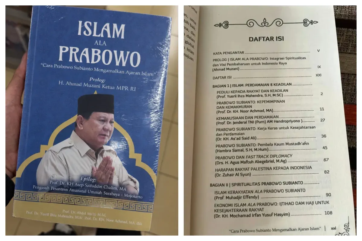 Informasi lengkap soal isi buku Islam ala Prabowo, penulis, penerbit, jumlah halaman, serta tema yang dibahas di dalamnya. (Sumber: X/@independentjawa)