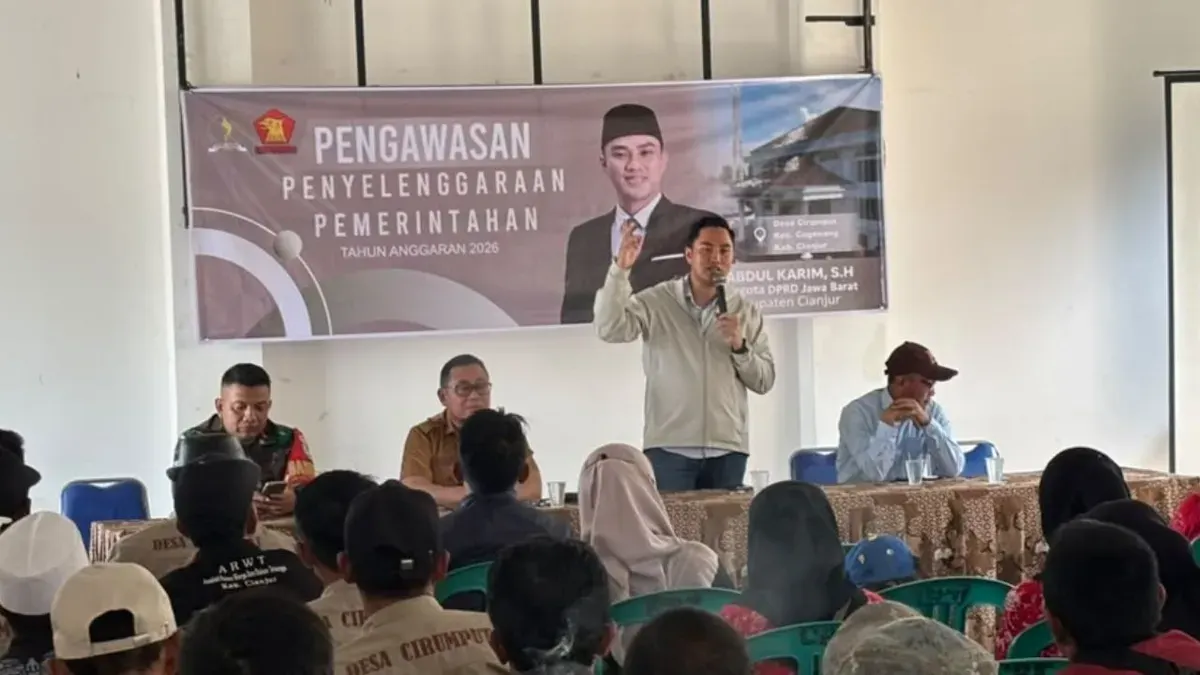 Anggota DPRD Jabar, Abdul Karim melaksanakan kegiatan Penyelenggaraan Pemerintahan Tahun Anggaran 2026 di Aula Desa Cirumput, Kecamatan Cugenang, Kabupaten Cianjur, Senin, 7 September 2026. (Sumber: Dok. Istimewa)