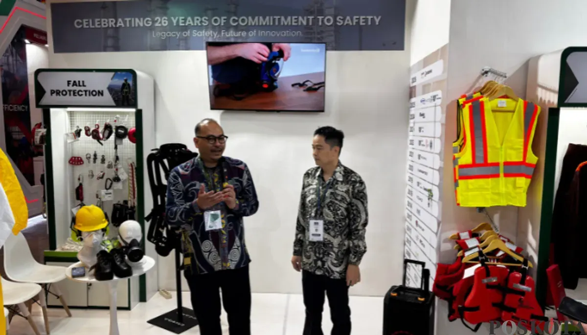 WSI memperkuat komitmen terhadap keselamatan kerja dengan menghadirkan solusi perlindungan lengkap di GIFA Indonesia 2026. (Sumber: Poskota/Aldi Harlanda Irawan)