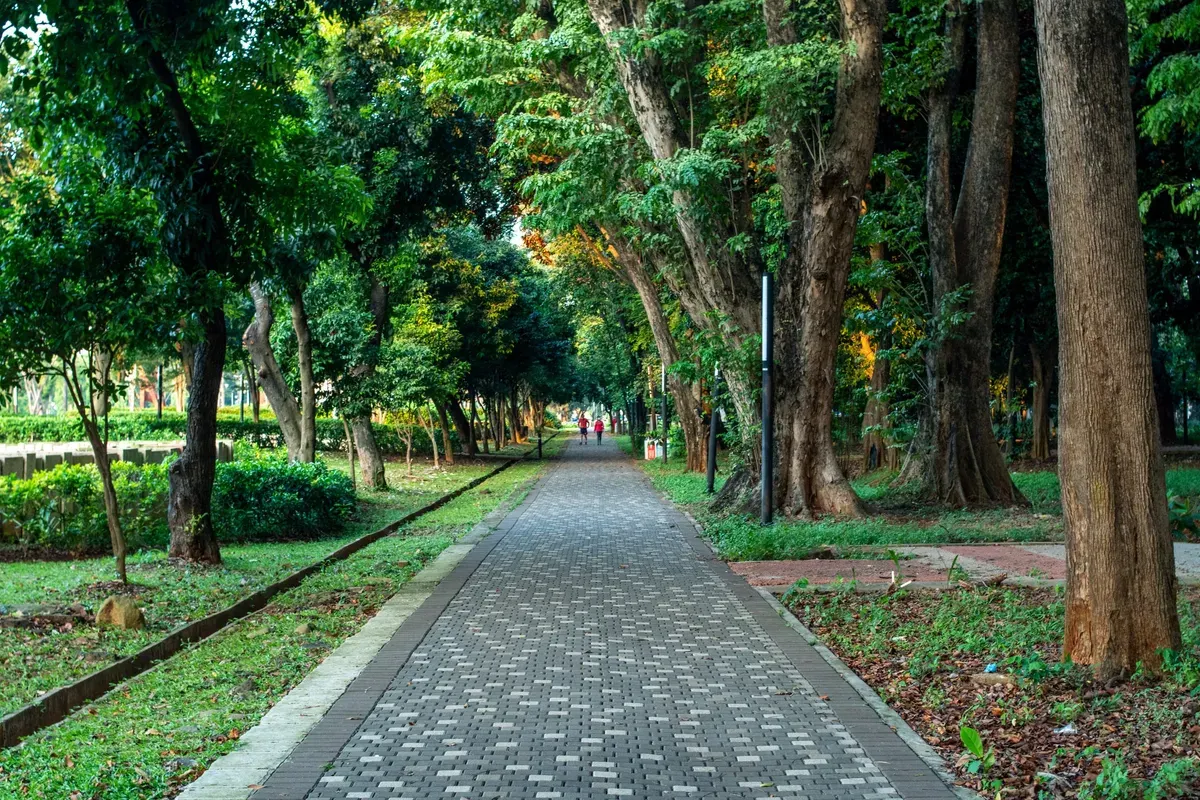 Ilustrasi salah satu taman di Jakarta yang dioperasikan selama 24 jam dan dapat dimanfaatkan warga untuk berolahraga maupun menikmati suasana malam. (Sumber: Wikipedia)
