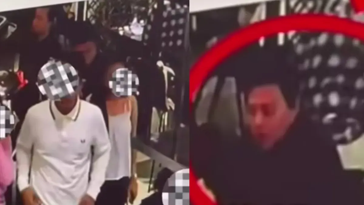 Tangkapan layar video seorang pria yang menendang wanita di area tempat makan Mal Senayan City. Tampang juga pelaku terekam dalam CCTV. (Sumber: Instagram/@viralforjusticecom)