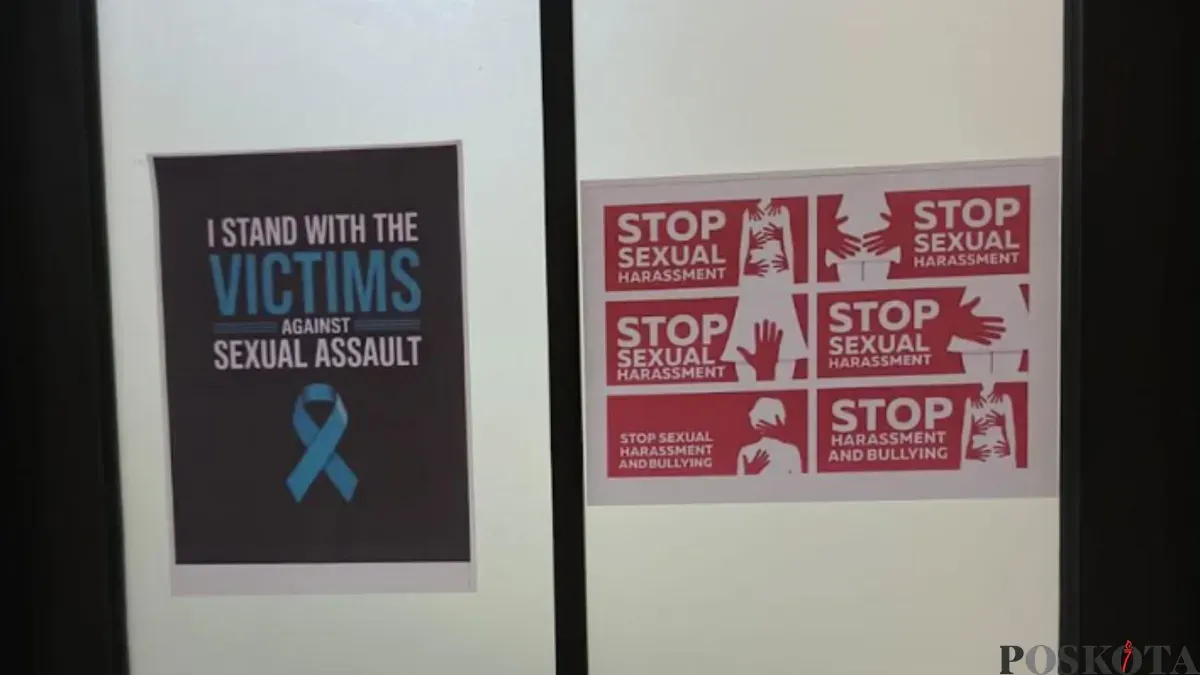 Poster protes para pegawai Satpol PP Kabupaten Tangerang atas dugaan pelecehan seksusal. (Sumber: Pos Kota/ Veronica)