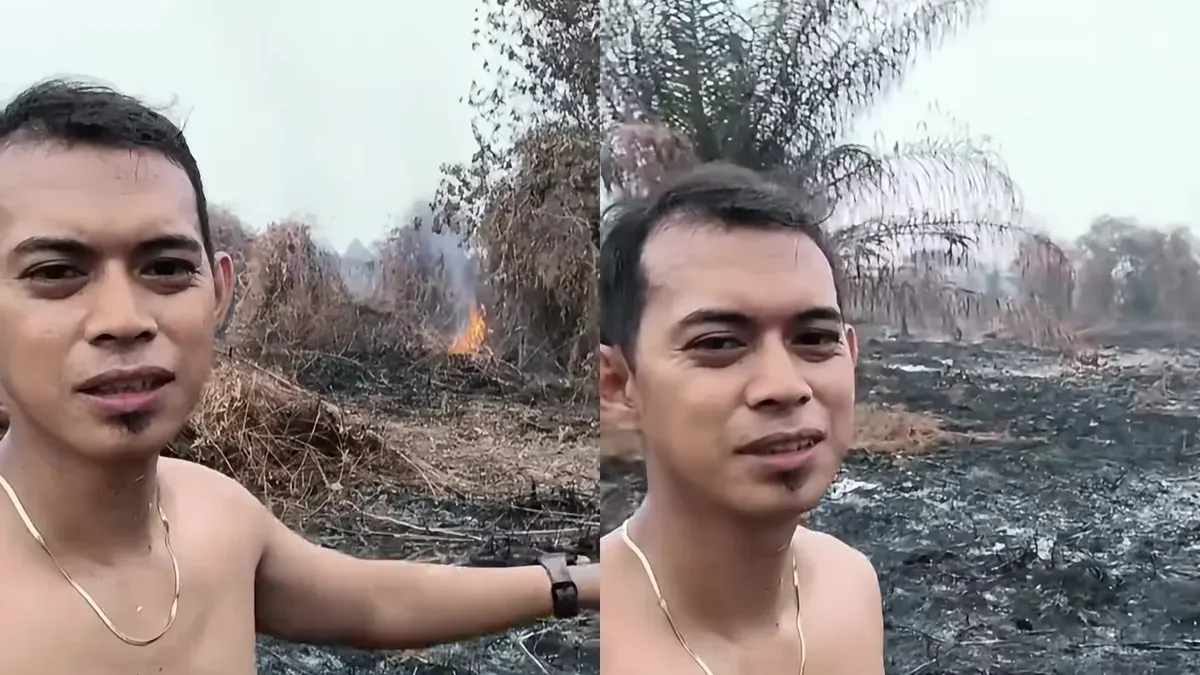 Anggota DPRD Mempawah, Choirussaib jadi sorotan usai video viral pembakaran lahan miliknya beredar di media sosial. (Sumber: Tangkapan layar TikTok)
