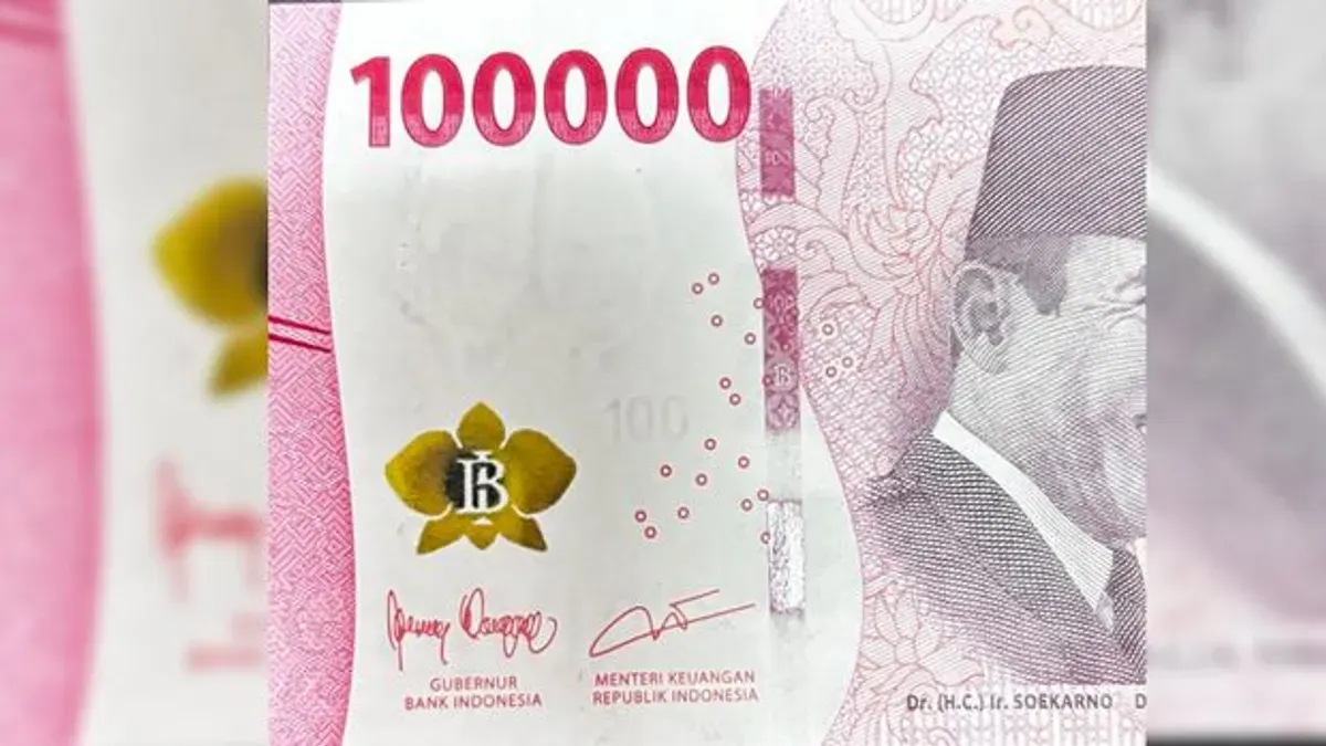 Uang Rp100 ribu bertanda tangan Purbaya Yudhi Sadewa ramai diburu kolektor. (Sumber: X/@luckylucky0971)