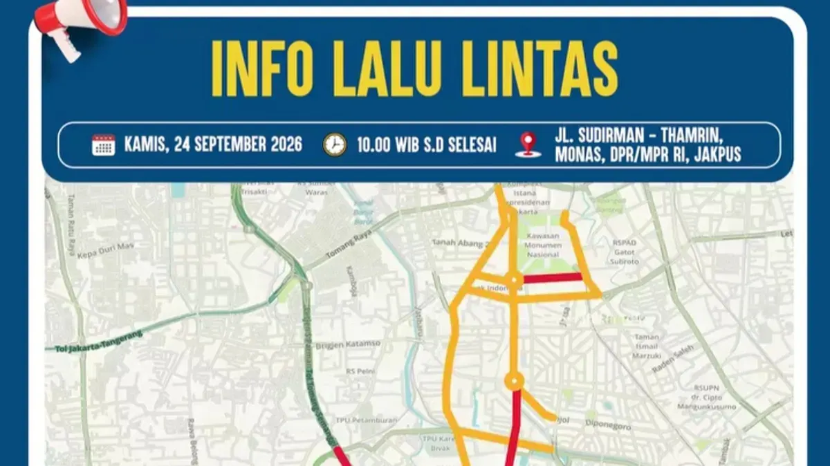Daftar jalur rawan macet di Jakarta imbas demo buruh hari ini, Kamis, 24 September 2026. (Sumber: Instagram/@tmcpoldametrojaya)