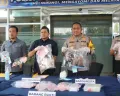 Konferensi pers ungkap kasus penggerebekan tiga lokasi narkotika tembakau sintetis di Tangerang. (Sumber: Poskota/Veronica)