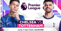 Link live streaming Chelsea vs Tottenham Hotspur di pekan 30 Premier League 2024-25. (Sumber: Vidio)