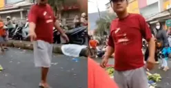 Momen pria diduga preman mengamuk hingga mengacak-acak sayur milik pedagang di Pasar Baru Bekasi. (Sumber: Tangkap Layar Instagram/@medsos_rame)
