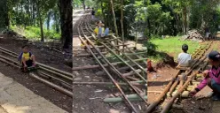 Sejumlah anak di Malangbong, Kabupaten Garut, berseluncur di atas rel yang disebut roller coaster tradisional. (Sumber: Instagram/@salfaniadit)