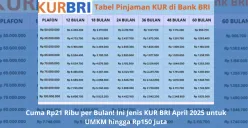 Tabel angsuran KUR BRI 2025 untuk berbagai plafon dan tenor.​ (Sumber: Poskota/Yusuf Sidiq)