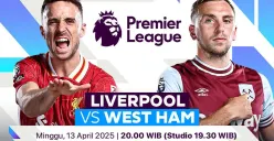 Link live streaming Liverpool vs West Ham United di pekan 32 Premier League 2024-25. (Sumber: Vidio)