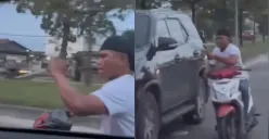 Viral seorang pria bersajam mengancam sejumlah pengendara mobil di Pekanbaru. (Sumber: Tangkap Layar Instagram/@funnelmedia)