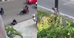 Momen seorang pengemis yang berpura-pura lumpuh seketika bisa berdiri selayaknya orang normal. (Sumber: Tangkap Layar Instagram/@medsoszone)