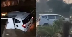 Sebuah mobil warga terseret arus banjir bandang yang terjadi di Perumahan Puri Permata Residence, Desa Hegarmanah, Kecamatan Karangtengah, Kabupaten Cianjur pada Sabtu malam, 26 April 2025. (Sumber: Capture Instagram @InfoCianjur)