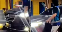 Pengendara mobil nekat menerobos pintu Tol Gayamsari, Semarang lantaran enggan membayar. (Sumber: Tangkap Layar Instagram/@jabodetabek24info)