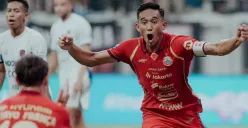 Potret selebrasi Rizky Ridho usai menjebol gawang Persita Tangerang. (Sumber: Persija)