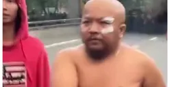 Tangkapan layar sosok Streamer game, Pascol Kintil dalam aksi demo di depan Gedung DPR RI, pada Senin, 25 Agustus 2025. (Sumber: X/@myshawti)