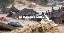 Ilustrasi banjir Sumatra yang jadi sorotan dunia. (Sumber: X/@MOQEELFORTRESS)