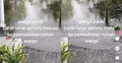 Detik-detik banjir lahar Gunung Semeru meluap ke pemukiman warga. (Sumber: TikTok)