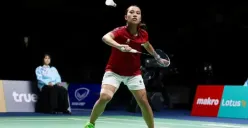 Mutiara Ayu Puspitasari, pebulitangkis putri Indonesia yang jadi penentu lolos ke final SEA Games 2025 usai menang di semifinal mengalahkan Siti Zulaikha dari Malaysia. (Sumber: PBSI)