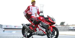 Fadillah Arbi Aditama memastikan gelar juara Asia AP250 di ARRC 2025 Buriram. (Sumber: Dok. Honda)