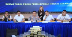 Konferensi pers pengungkapan balok timah ilegal di Aula RP. Soedarsono Ditpolair Korpolairud Baharkam Polri, Tanjung Priok, Jakarta Utara, Kamis, 6 Februari 2025. (Sumber: Dok. Humas Polri)