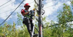 Teknisi resmi PT Telkom Akses saat membenahi kabel. (Sumber: Dok. Telkom)