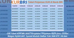 Simulasi tabel angsuran KUR BRI 2025 dengan plafon Rp25 juta dan tenor hingga 5 tahun. (Sumber: Poskota/Yusuf Sidiq)