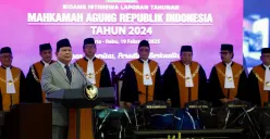 Prabowo Subianto apresiasi hakim MA dalam Sidang Istimewa Laporan Tahunan Mahkamah Agung, Jakarta. (Sumber: X/prabowo)