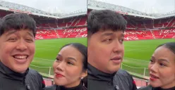 Yura Yunita dan Donne Maula di Old Trafford, markas Manchester United. (Sumber: Instagram/@donne_maula)