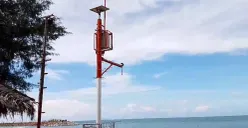 Alat sirine pendeteksi tsunami yang dipasang di kawasan Pantai Tanjung Lesung, Kecamatan Panimbang, Kabupaten Pandeglang. (Sumber: Dok. Pengelola Tanjung Lesung)