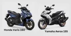 Tampilan motor matic Honda Vario 160 dan Yamaha Aerox 155. (Sumber: astra-honda.com, yamaha-motor.co.id)