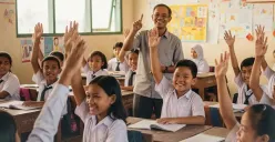 Ilustrasi anak-anak sekolah di ruang kelas. (Sumber: Instagram/bakohumasofficial)