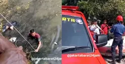 Tangkap layar proses evakuasi seorang pria yang ditemukan meninggal setelah tercebur ke Kali Cengkareng Drain, Jakarta Barat, pada Sabtu, 26 Juli 2025.