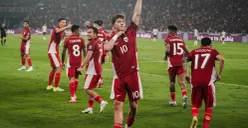 Penyerang Timnas Indonesia Ole Romeny berselebrasi usai mencetak gol ke gawang Timnas China pada pertandingan Kualifikasi Piala Dunia 2026. (Sumber: Poskota/Bilal Nugraha Ginanjar)