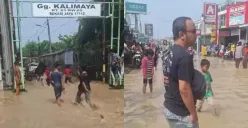 Kondisi terkini banjir di depan Gang Kalimaya, Bekasi Timur, pada Selasa, 4 Maret 2025 siang hari. (Sumber: Instagram/@infojawabarat)