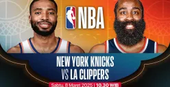 Link live streaming LA Clippers vs New York Knicks dalam pertandingan lanjutan NBA musim 2024-25. (Sumber: Vidio)