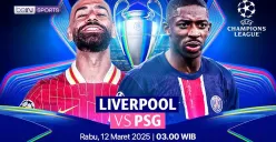 Link live streaming Streaming Liverpool vs PSG di leg kedua 16 besar Liga Champions. (Sumber: Vidio)