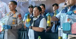 Polda Banten ungkap kasus takaran curang MinyaKita dan Djernih. (Sumber: Poskota/Veronica Prasetyo)