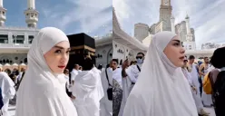 Potret Celine Evangelista saat menjalani ibadah umrah setelah resmi masuk Islam. (Sumber: Tangkap Layar Instagram/@celine_evangelista)