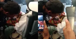 Potret saat bayi yang baru lahir di pesawat Citilink diadzankan. (Sumber: Tangkap Layar Instagram/@fakta.beriita)