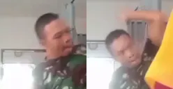 Seorang pria berbaju loreng melakukan tindak kekerasan kepada seorang bidan di Labuhanbatu, Sumatera Utara. (Sumber: Tangkap Layar Instagram/@medsoszone)