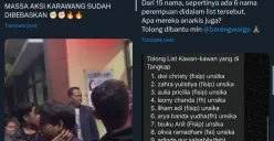 Penangkapan mahasiswa massa aksi tolak UU TNI di Karawang, 6 di antaranya perempuan (Sumber: X/@barengwarga dan @PF_PEDULI_)
