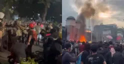 Aksi demo penolakan UU TNI dan RUU Polri berakhir ricuh (Sumber: X/@barengwarga)