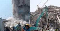Potret gedung tinggi runtuh di Bangkok, Thailand imbas dari gempa bumi yang terjadi di Myanmar. (Sumber: X/@DonaldBestCA)