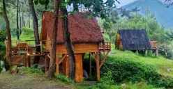 Rumah pohon di Papandayan Camping Ground menawarkan pengalaman menginap unik dengan suasana alam yang asri. Dikelilingi pepohonan pinus dan pemandangan perbukitan hijau, tempat ini cocok untuk melepas penat. (Sumber: Google/bluberry17)