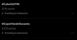Trending topik Cabut UU TNI masih terus menggema (Sumber: Poskota/Mitha Aullia)