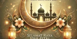 Ilustrasi ucapan Idul Fitri yang dibuat menggunakan alat kecerdasan buatan (AI). (Sumber: Poskota/Dzikri)